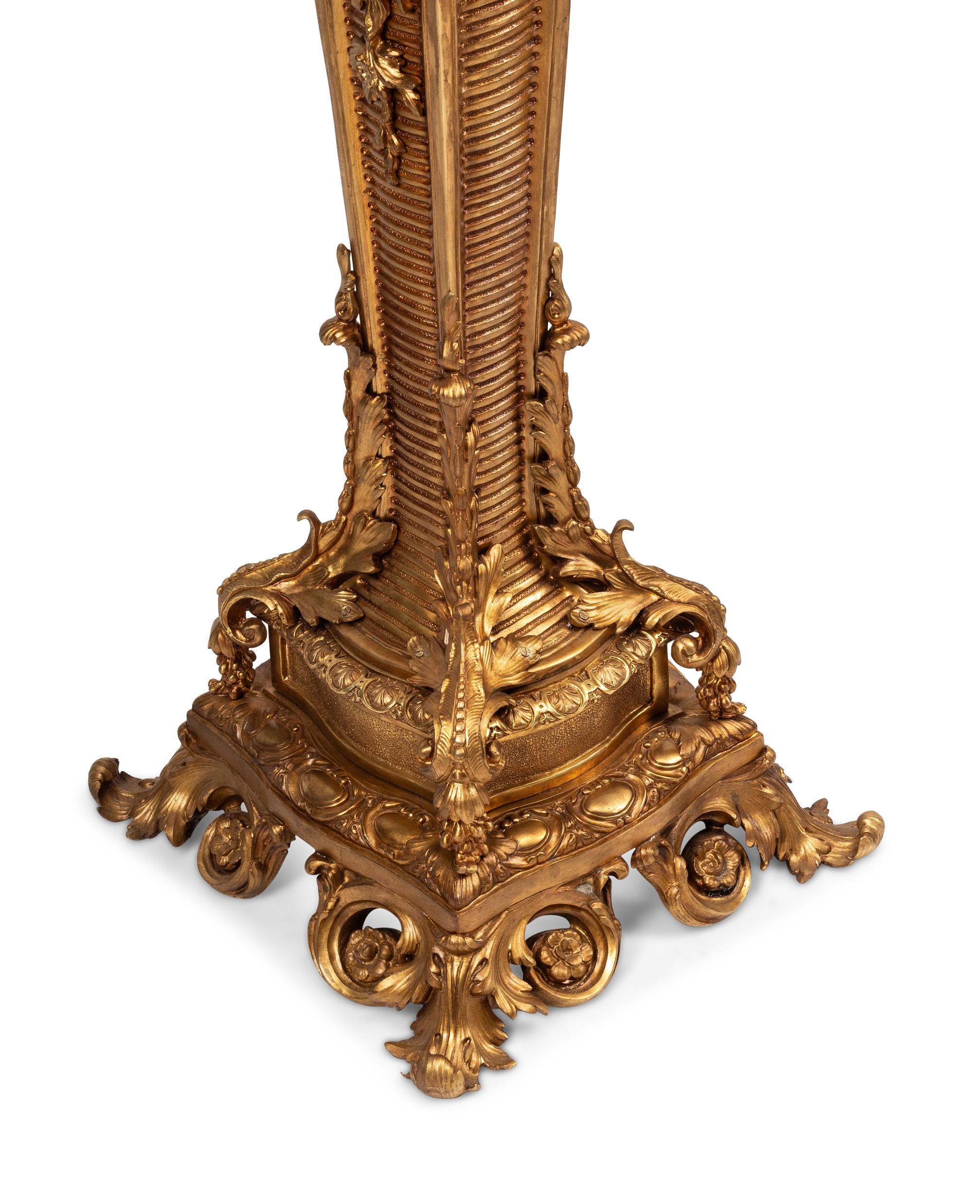 A Pair of Louis XVI Style Gilt Bronze Seventeen-Light Torchères
