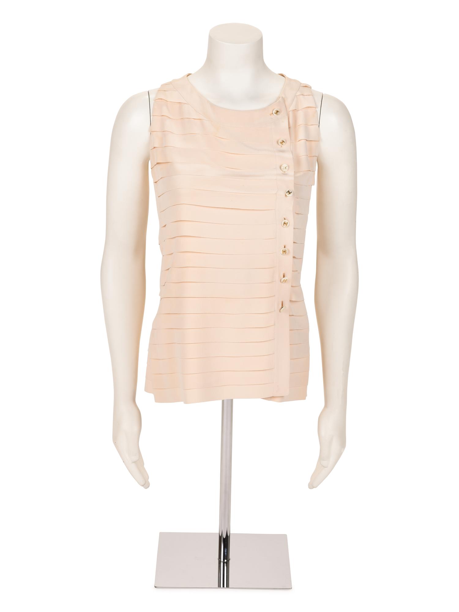 Unlabeled Haute Couture Pleated Top, Attributed to Chanel, 1990-2000s