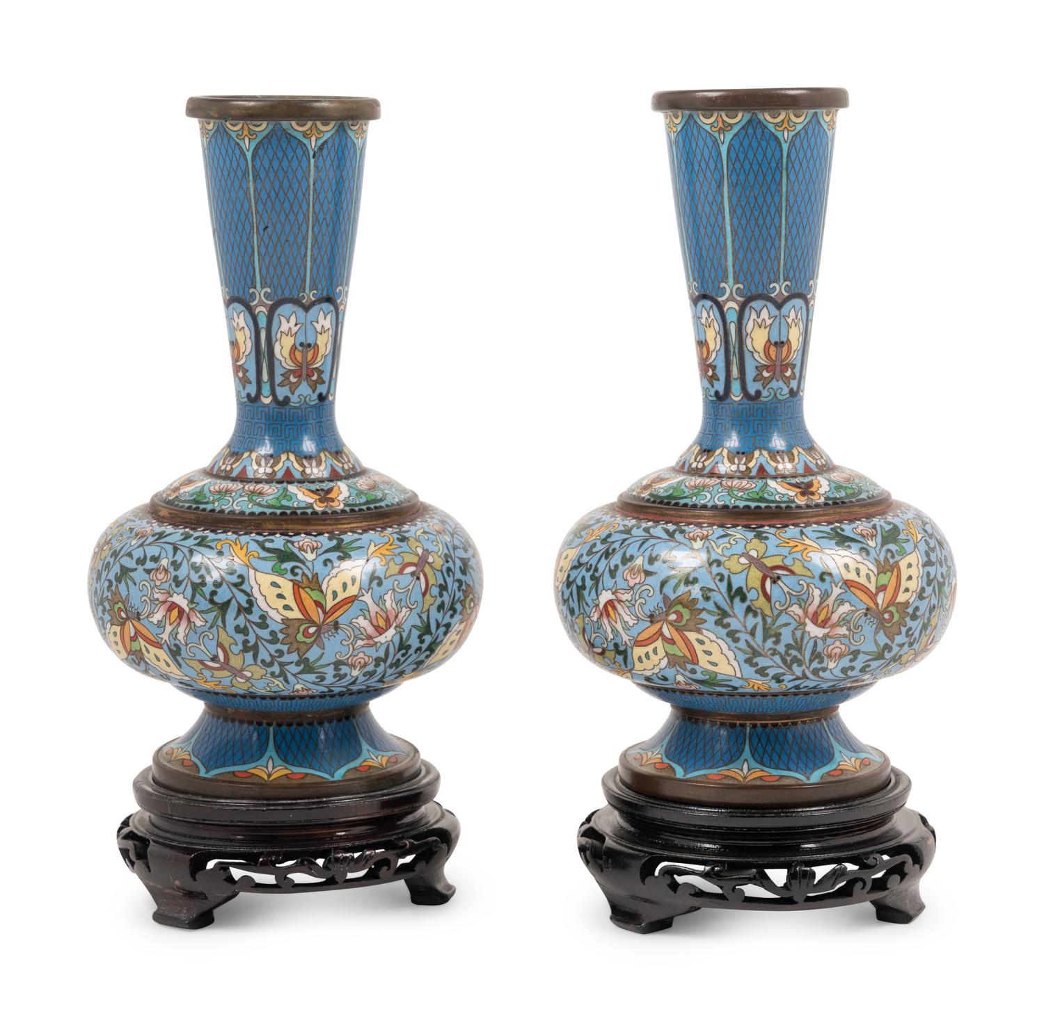 Two Pairs of Chinese Cloisonné Vases
