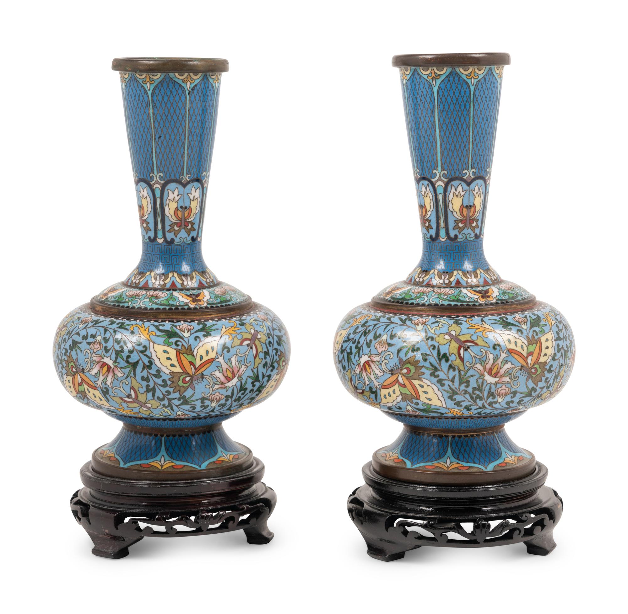 Two Pairs of Chinese Cloisonné Vases