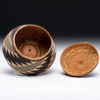 Elizabeth Hickox (Wiyot, 1872-1947) Attributed, Polychrome Lidded Basket