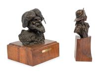 A Pair of Bronze Busts of Western Gentlemen, by Joseph Velazquez and James Collender