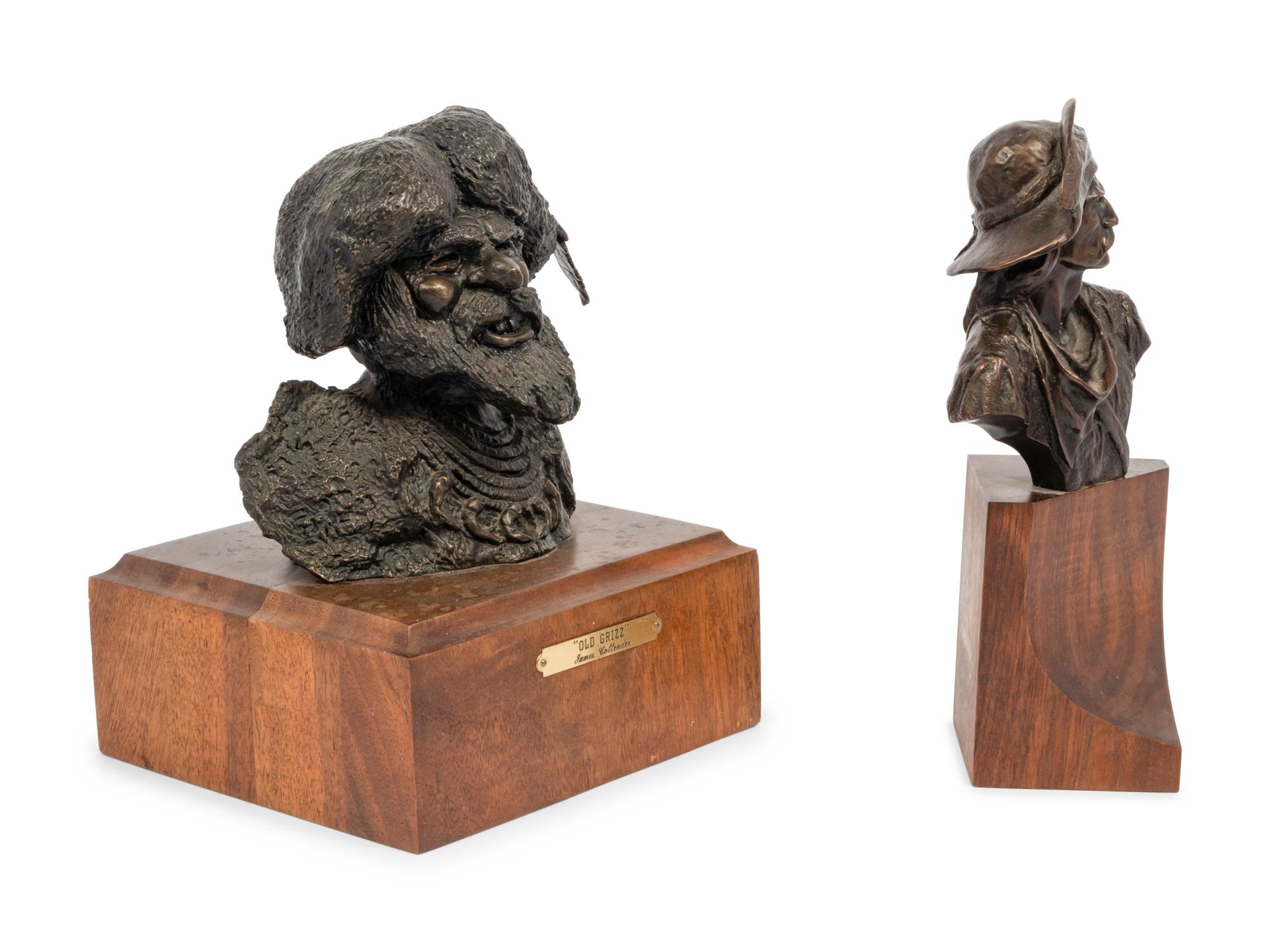 A Pair of Bronze Busts of Western Gentlemen, by Joseph Velazquez and James Collender