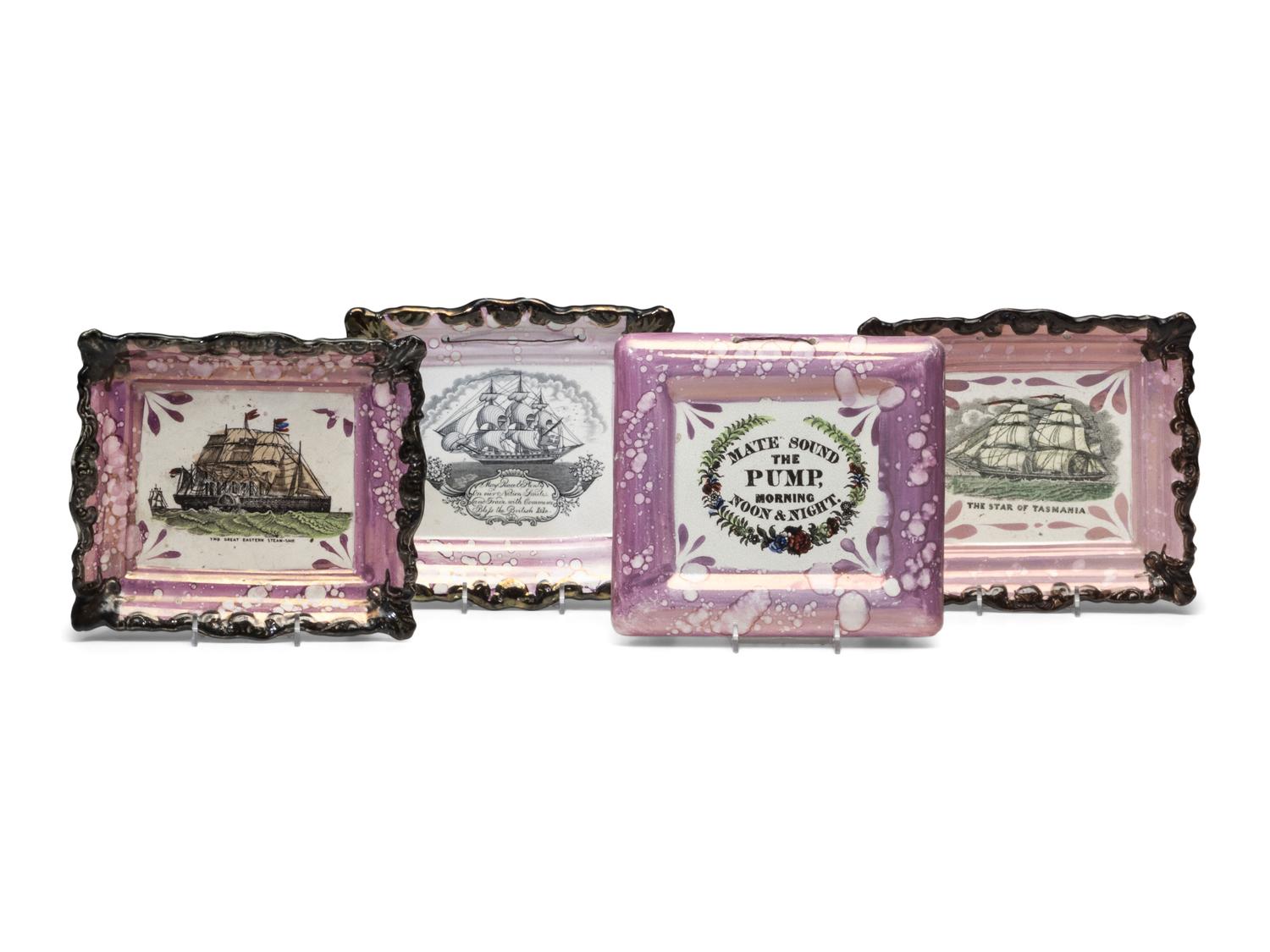 Four Sunderland Luster Marine Plaques