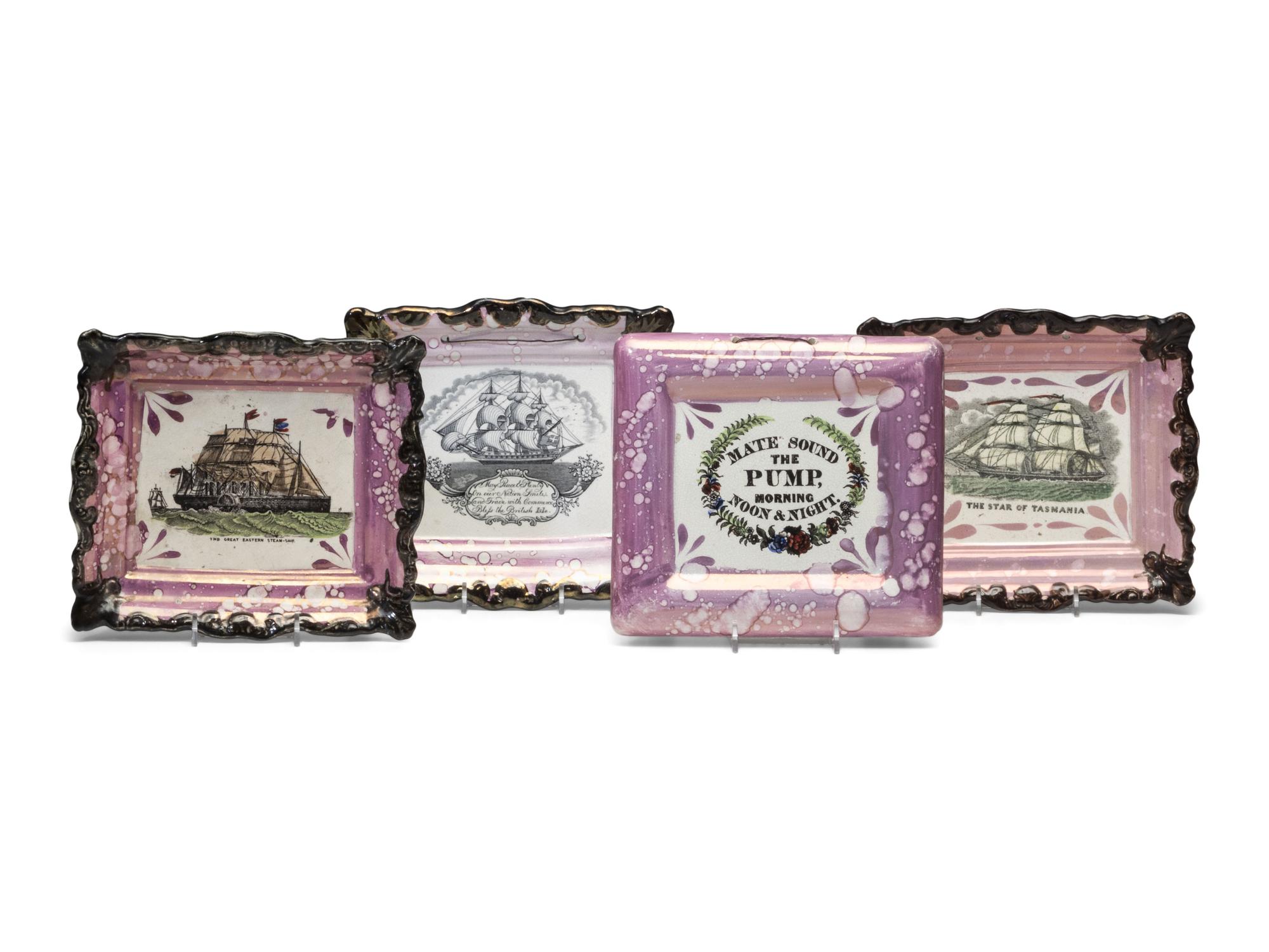 Four Sunderland Luster Marine Plaques