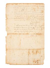 CLINTON, George (1739-1812). Council of Revision document twice-signed ("Geo. Clinton"), as Governor of New York, 15 July 1789.