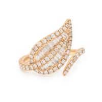 Diamond and Yellow Gold Leaf Bypass Ring