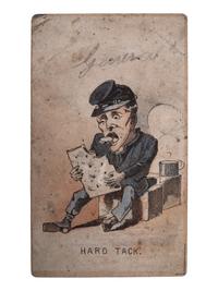 [CIVIL WAR]. Caricature CDV of soldier eating hardtack. 1861.
