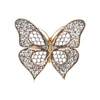 YELLOW GOLD, SILVER AND DIAMOND BUTTERFLY BROOCH