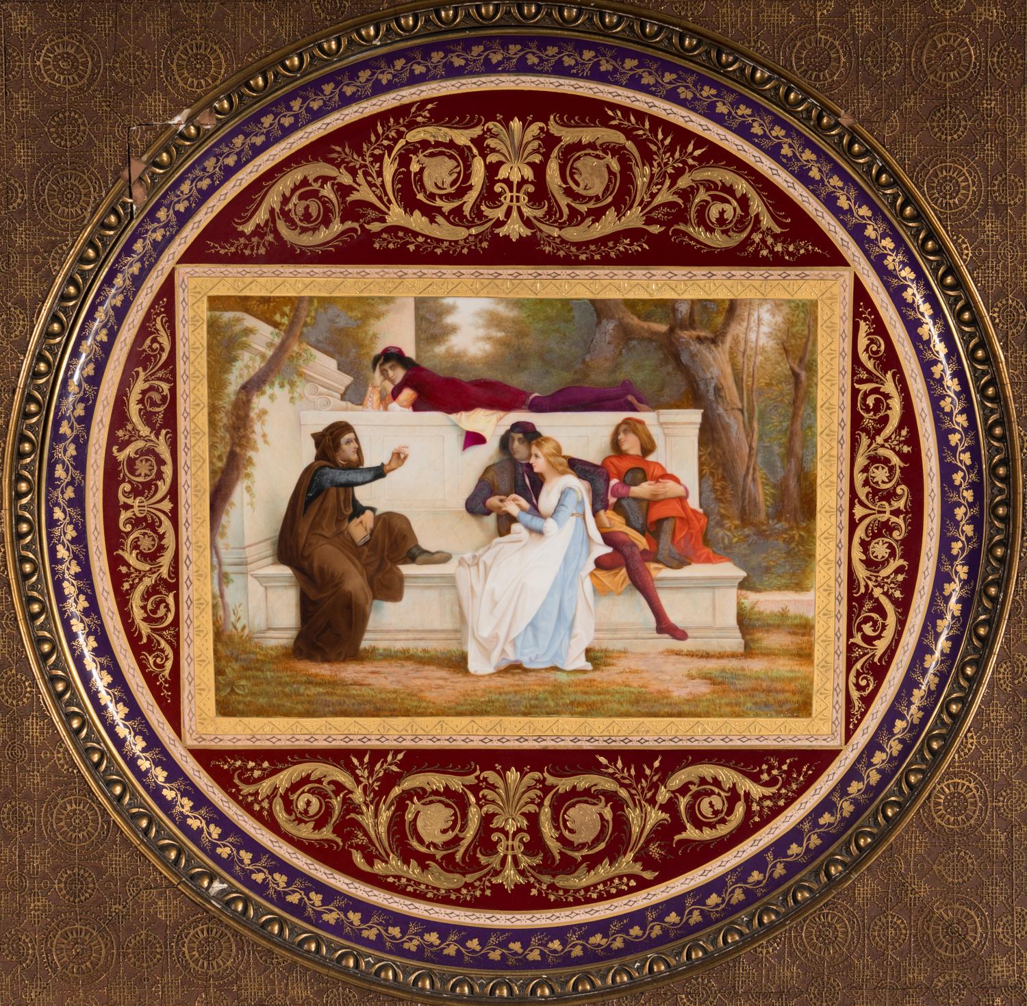 A Large Vienna Porcelain Charger in a Giltwood Frame