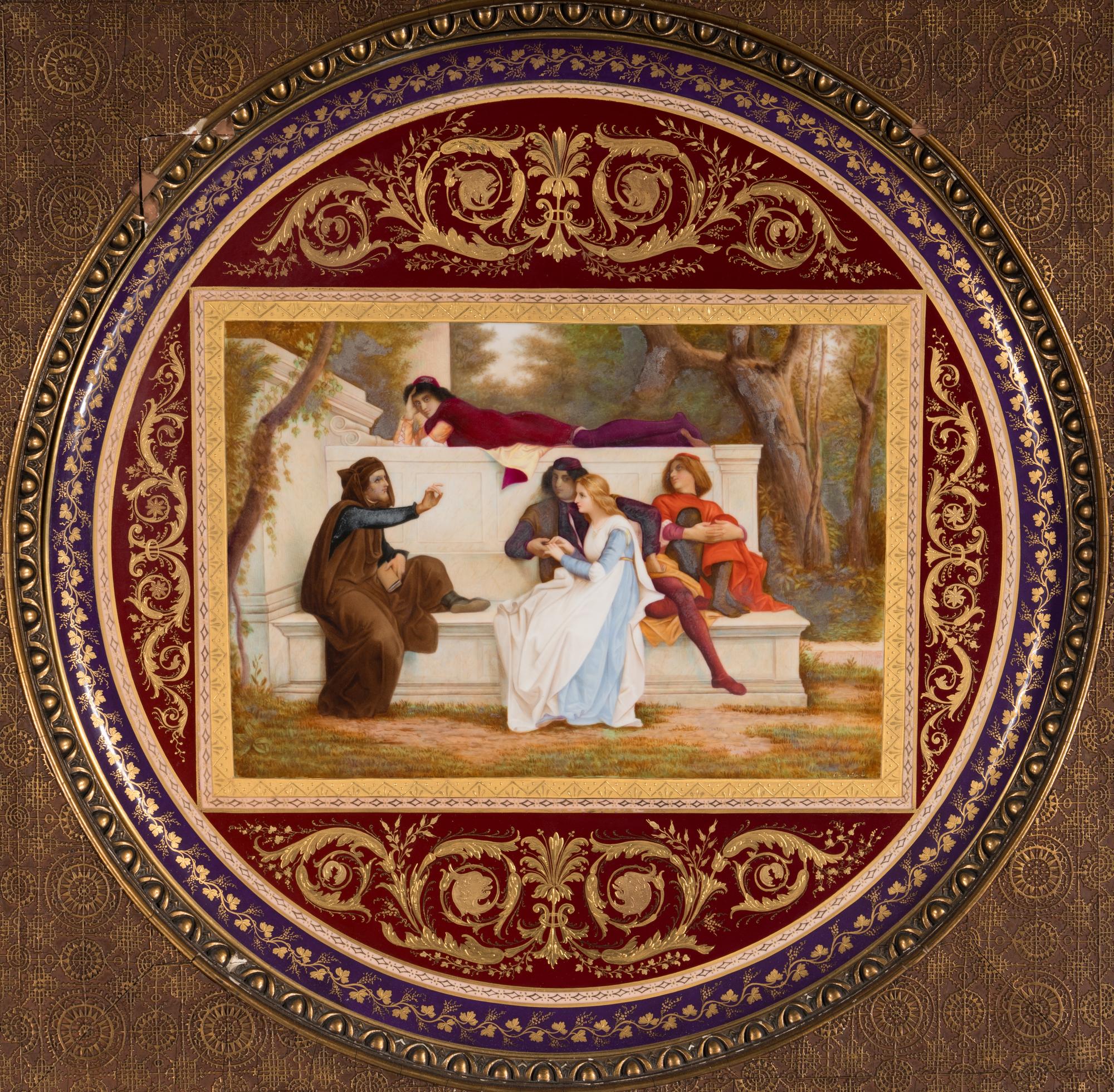 A Large Vienna Porcelain Charger in a Giltwood Frame