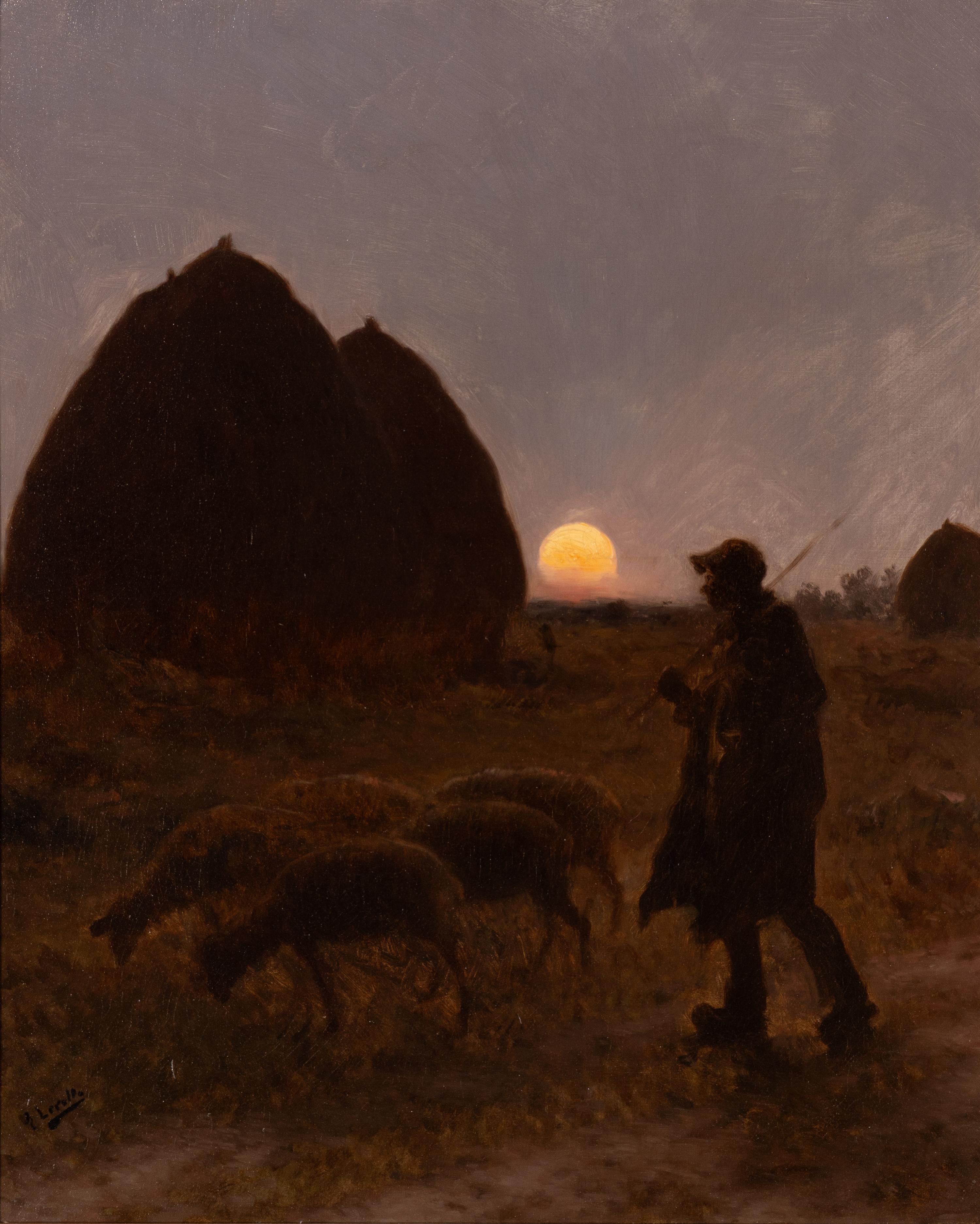 Henry Lerolle (French, 1848-1929) — Berger au coucher du soleil