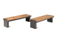 A Pair of Contemporary Painted Metal and Beech Benches