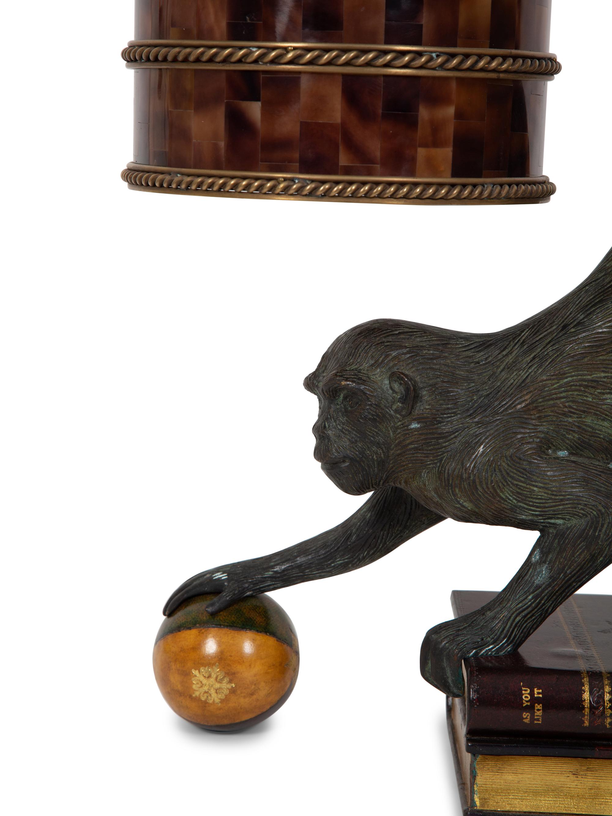 A Maitland-Smith Bronze Monkey Lamp