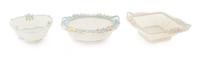 Three Belleek Four Strand Baskets Width of widest 9 inches.