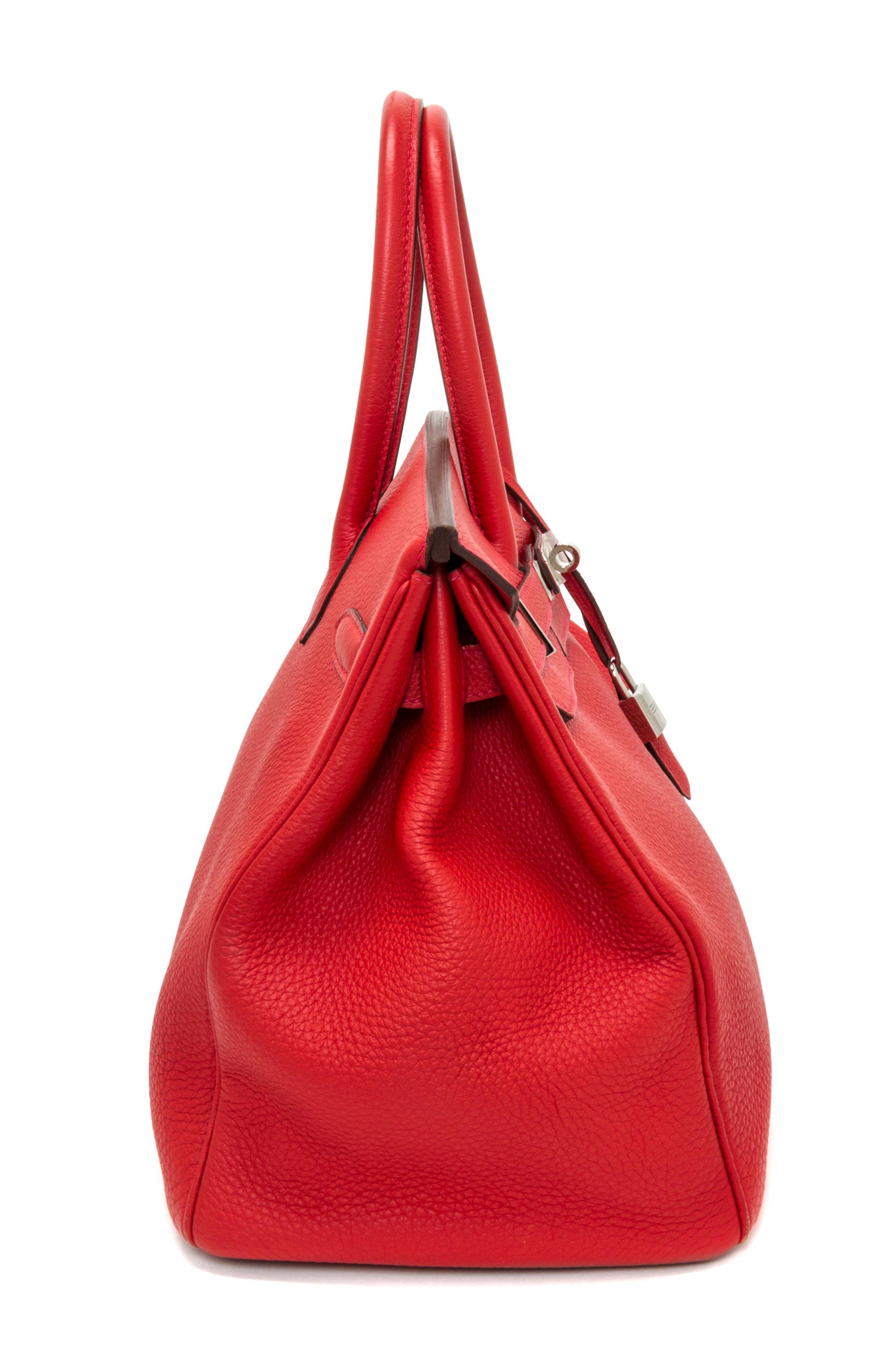 An Hermes Geranium Togo 35cm Birkin Handbag, 14" x 10" x 7".