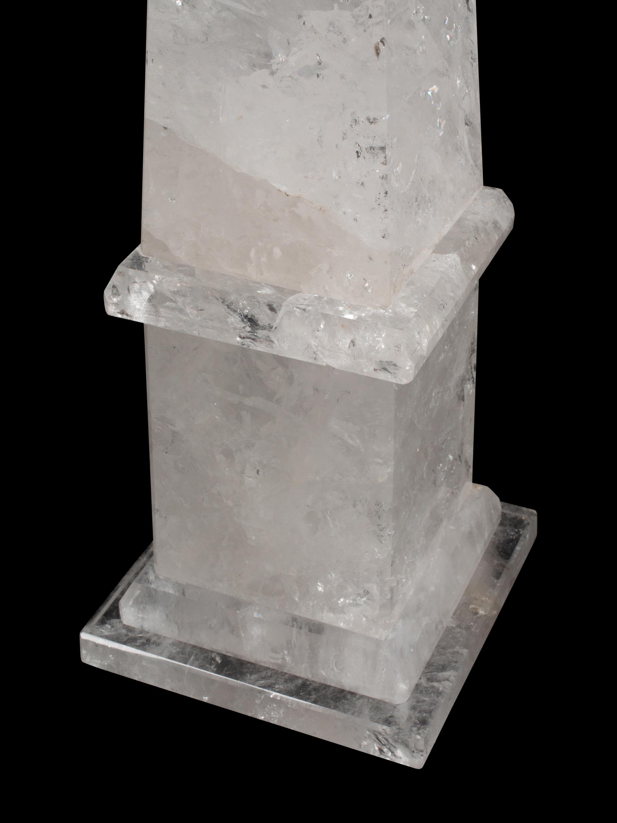 A Pair of Large Rock Crystal Obelisks