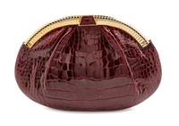 Judith Leiber Maroon Crocodile Bag,