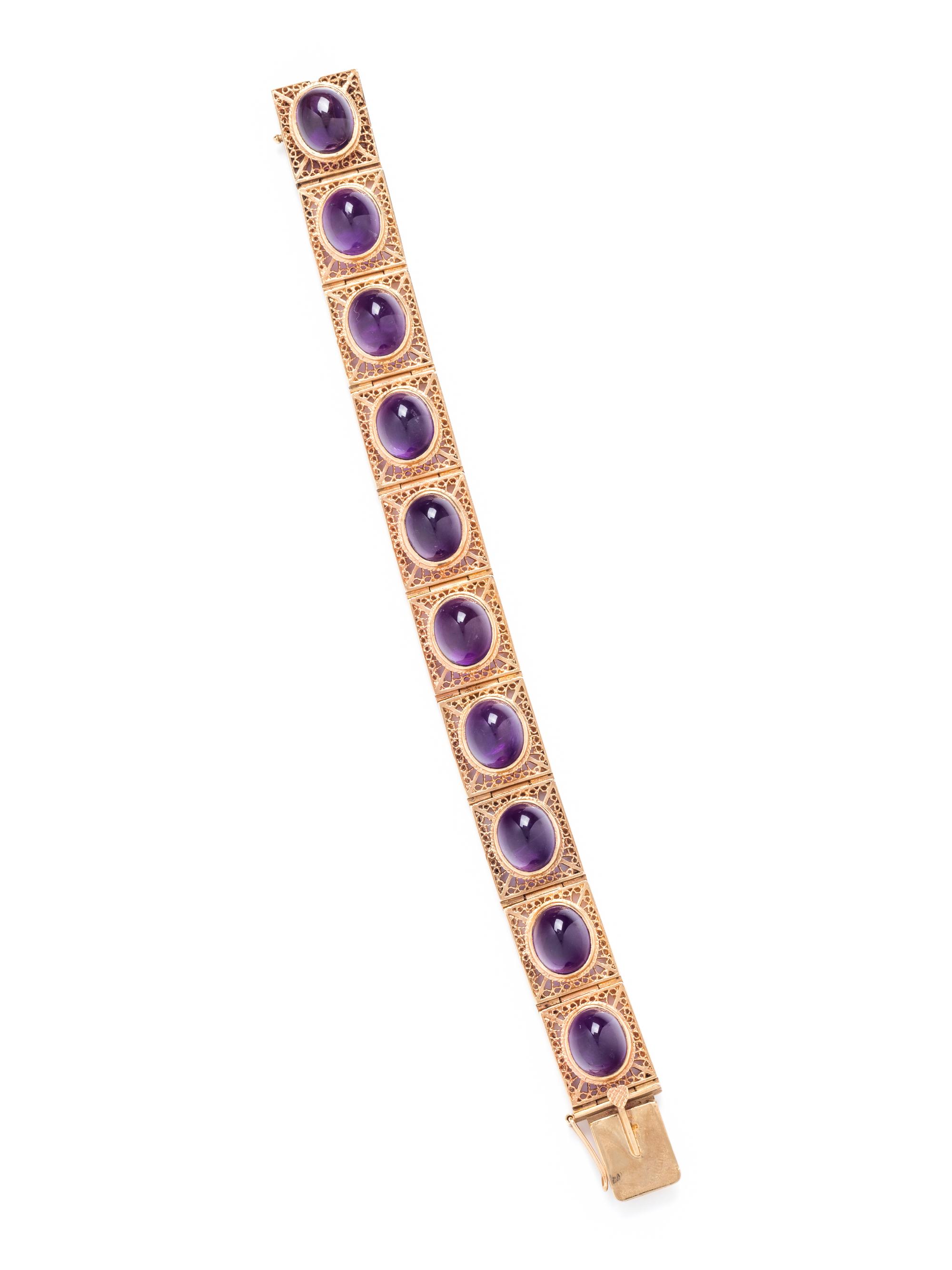 YELLOW GOLD AND AMETHYST BRACELET