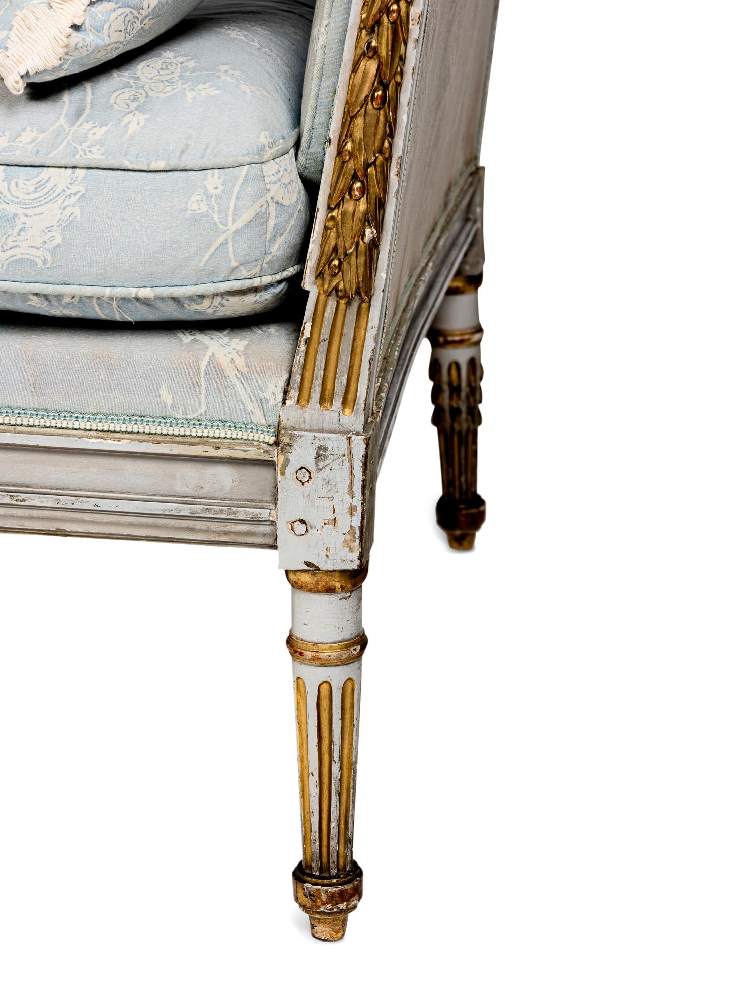 A Louis XVI Grey-Painted and Parcel-Gilt Lit du Jour