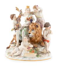 A Meissen Porcelain Group of Cybele Attended by Four Putti