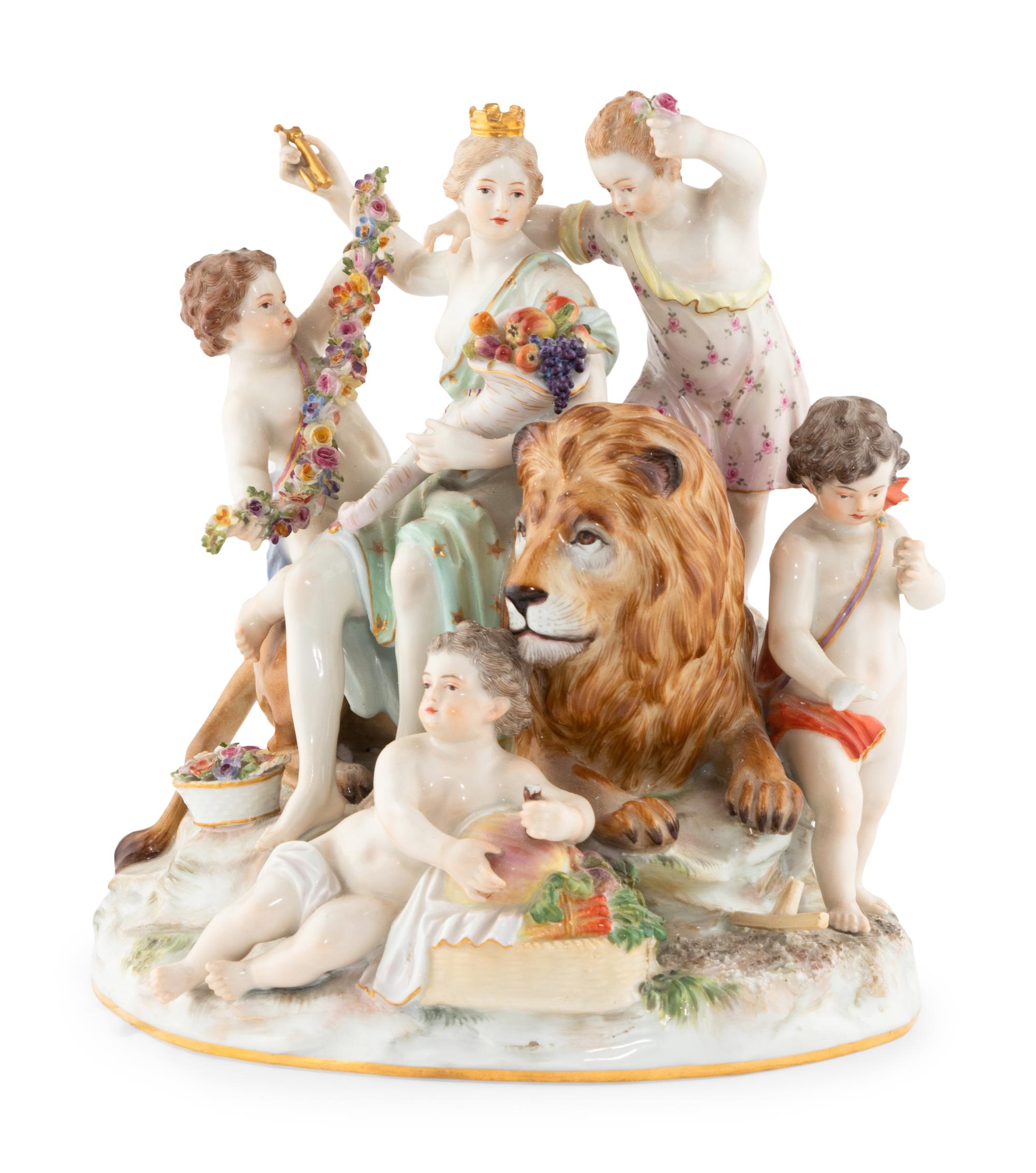 A Meissen Porcelain Group of Cybele Attended by Four Putti