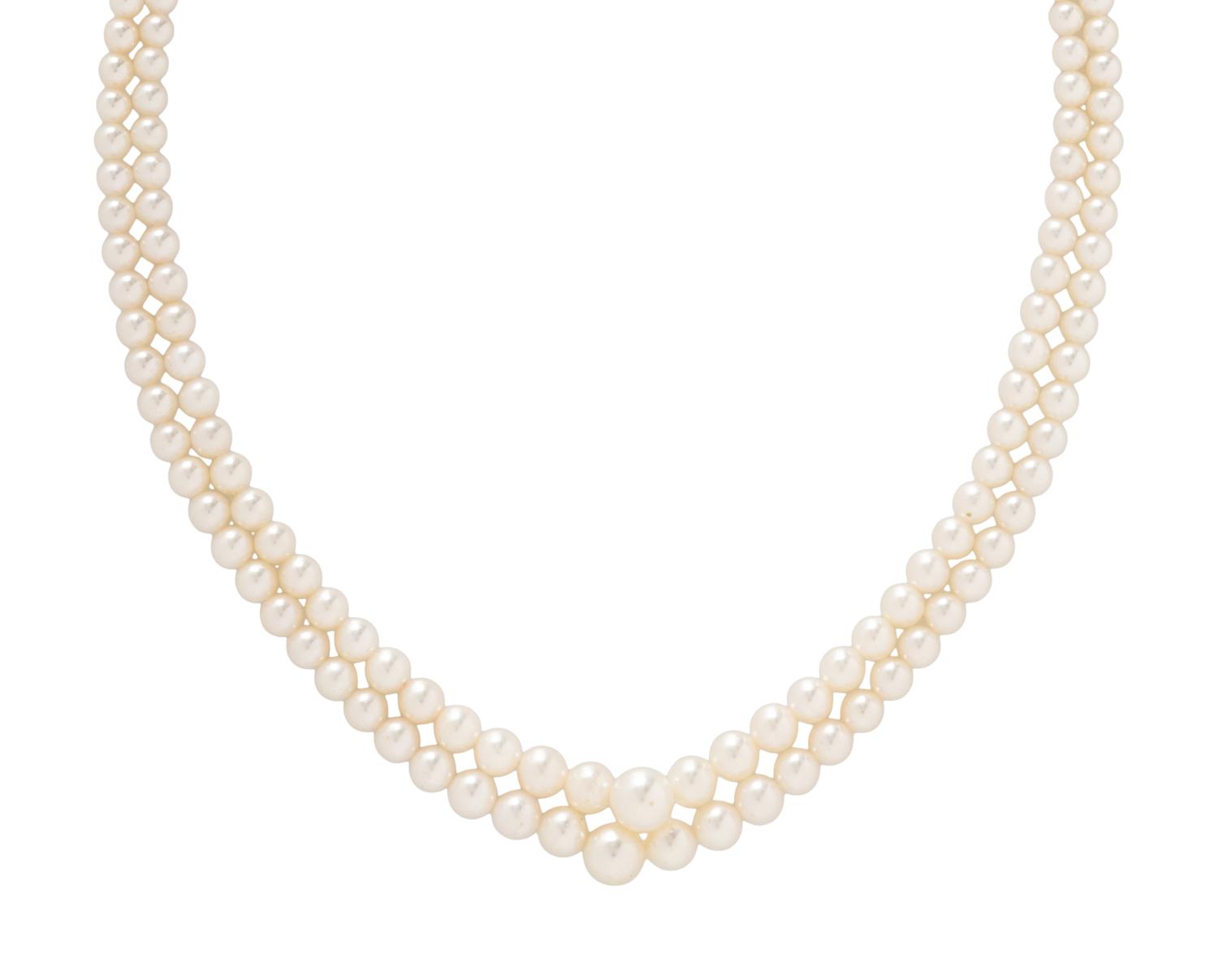 DOUBLE STRAND CULTURED PEARL NECKLACE