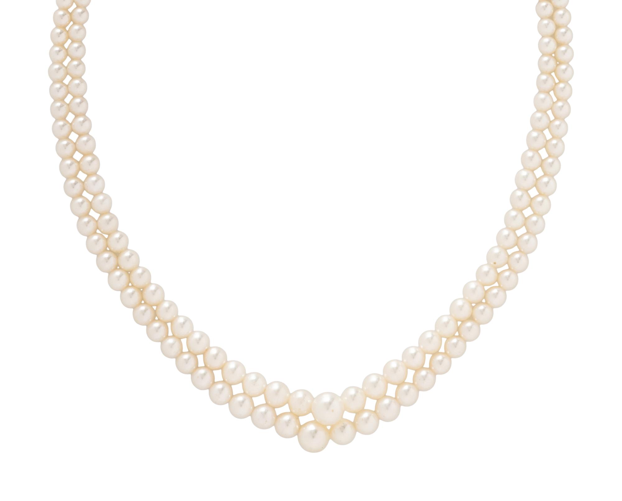 DOUBLE STRAND CULTURED PEARL NECKLACE