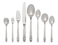 An American Silver Flatware Service, International Silver Co., Meriden, CT, Royal Danish pattern, comprising: 13 dinner forks 15 salad