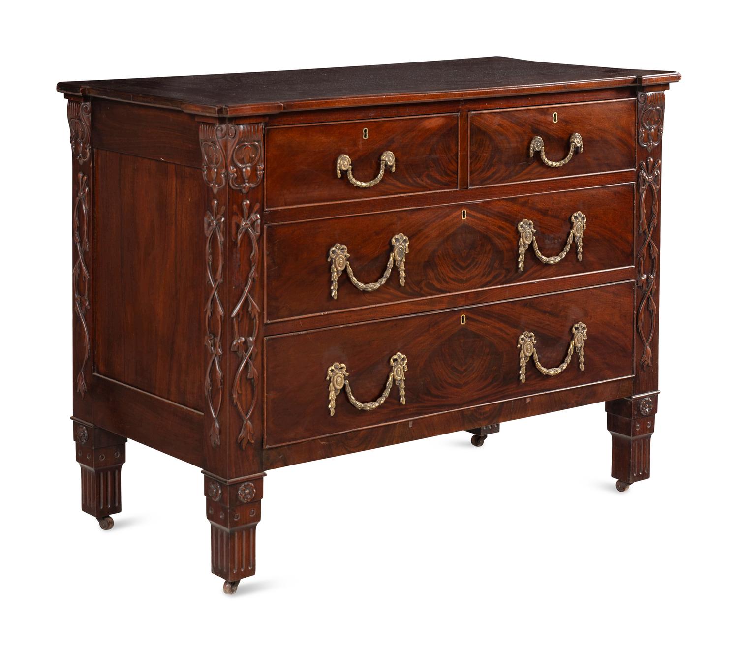 A Dutch Mahogany Chest of Drawers