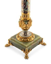 A Continental Gilt Bronze, Onyx and Champlevé Enamel Pedestal