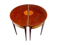 A Fine Pair of Federal Demilune Inlaid Mahogany and Satinwood Console Tables