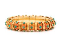 TIFFANY & CO., SCHLUMBERGER, PAILLONNÉ ENAMEL AND TURQUOISE 'DOTS' BRACELET