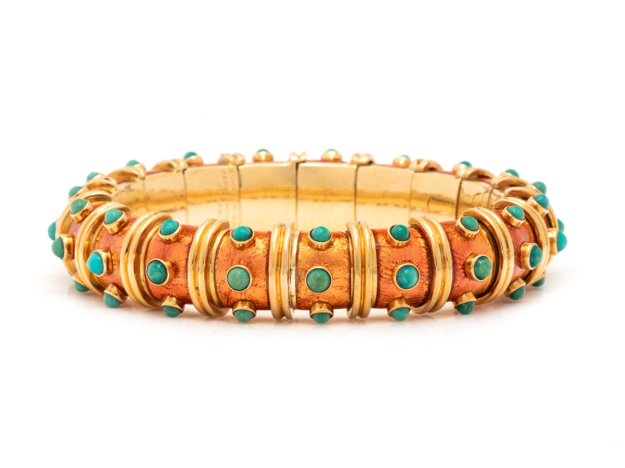 TIFFANY & CO., SCHLUMBERGER, PAILLONNÉ ENAMEL AND TURQUOISE 'DOTS' BRACELET