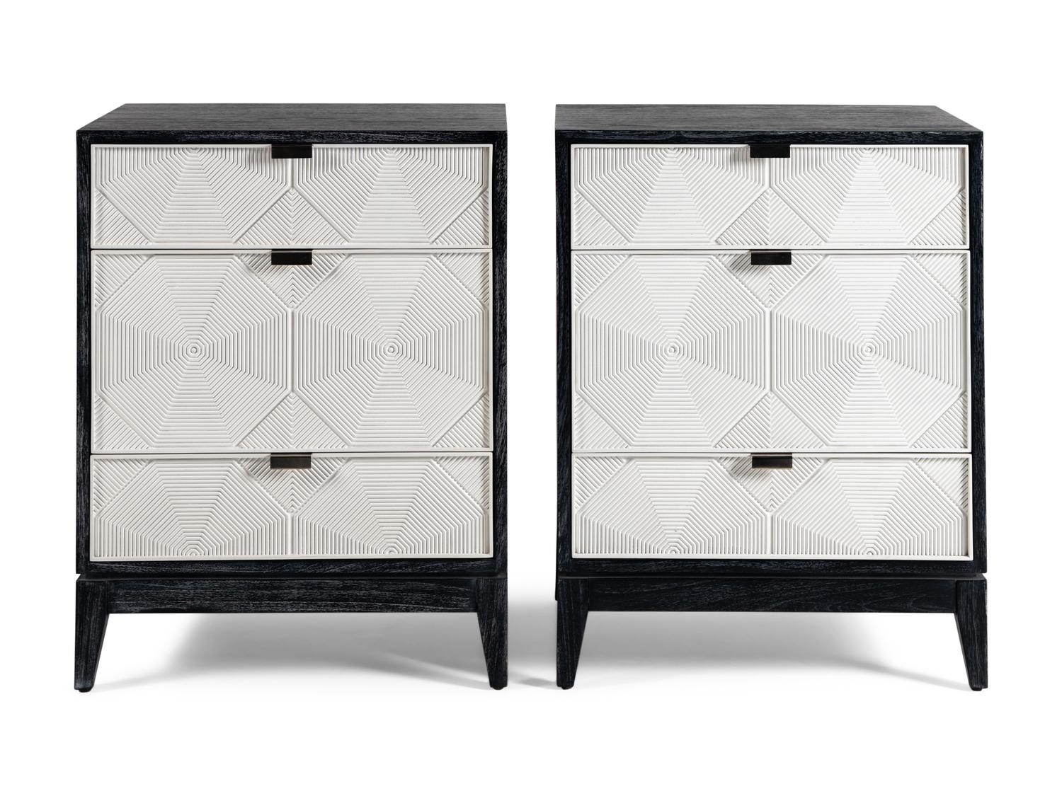Pair of Bungalow 5 Borneo Three-Drawer Black Side Tables