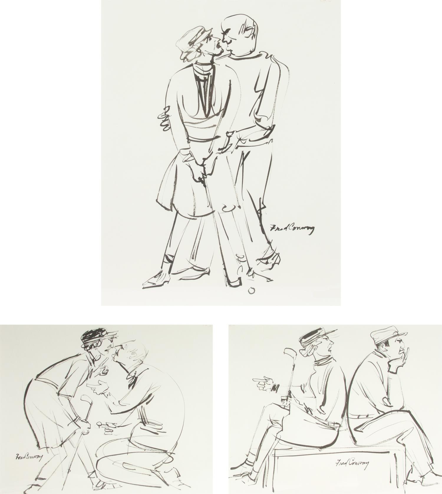 Three works: Golfing Couples