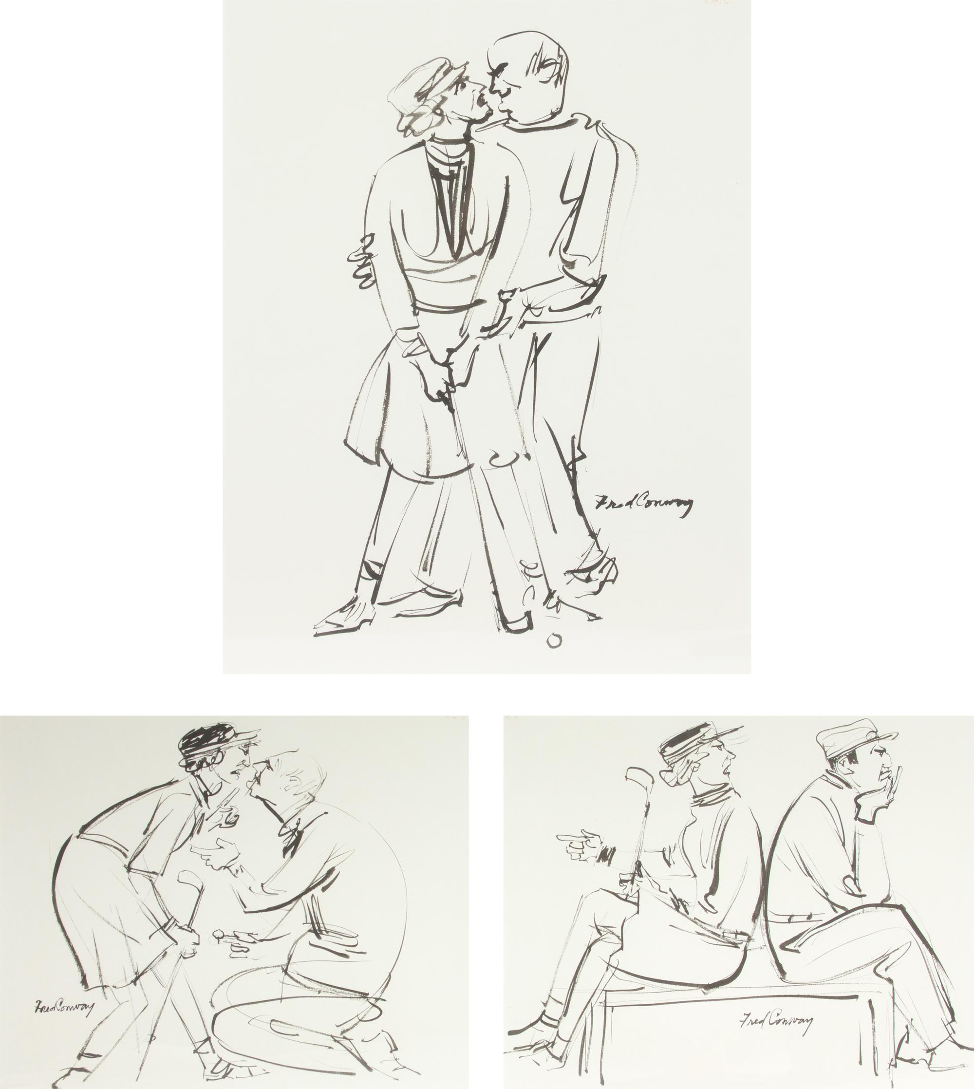Three works: Golfing Couples
