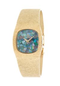 A 14 Karat Yellow Gold Opal Mosaic Wristwatch, Baume & Mercier, 28.90 dwts.