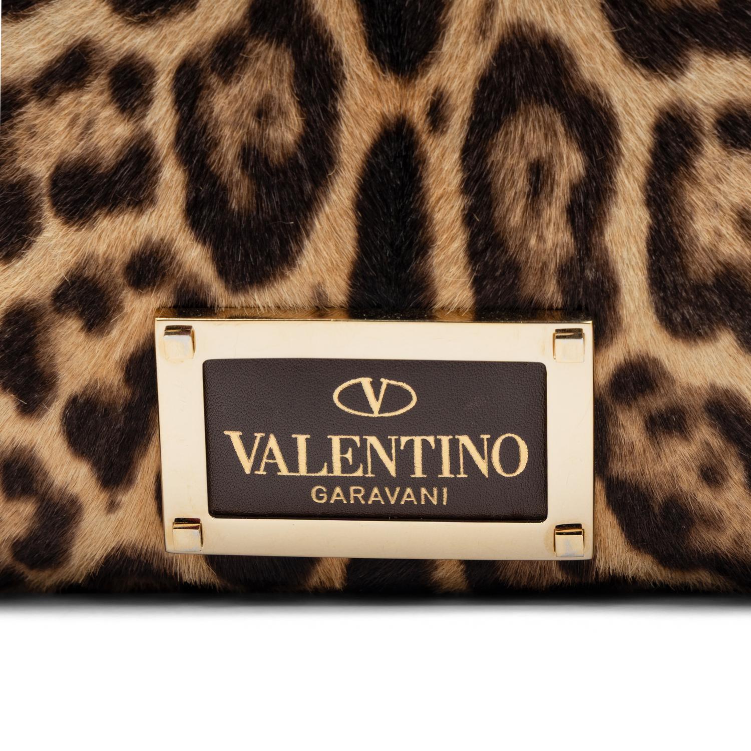 VALENTINO, JAGUAR-PRINT PONY ROCKSTUD BAG