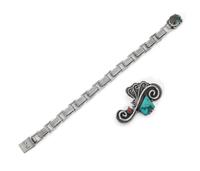 Two Navajo Jewelry Items Length of bracelet 8 1/2 inches.