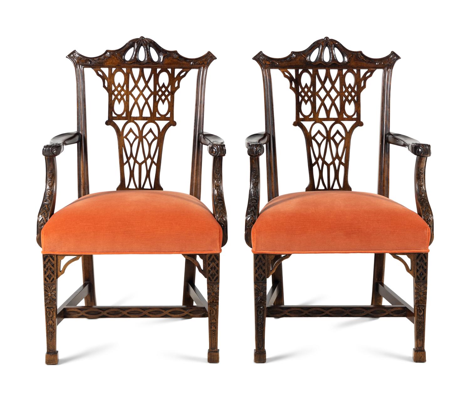 A Pair of George III Style Mahogany Armchairs