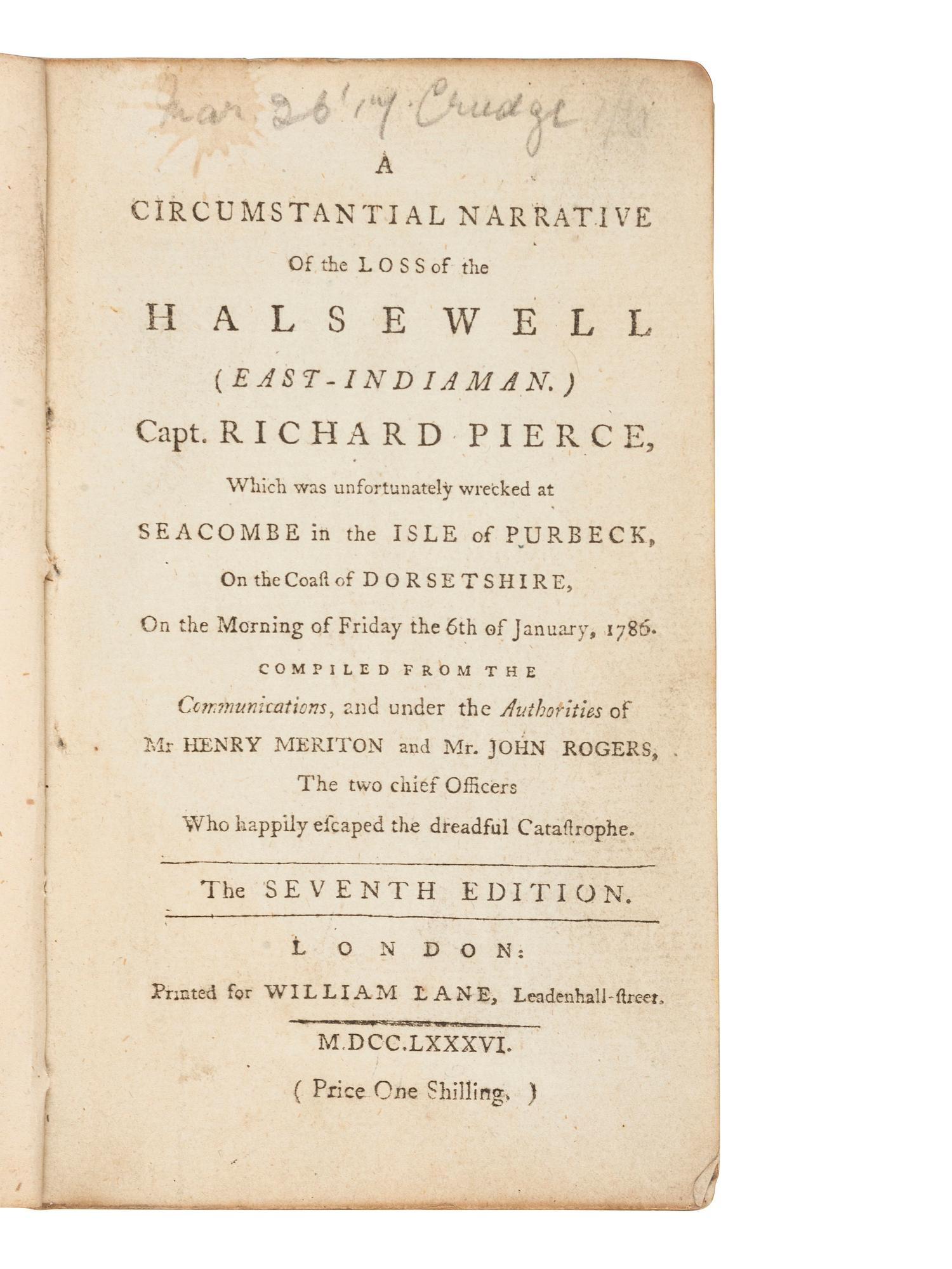 [SHIPWRECKS -- BRITISH]. A group of 3 works about British shipwrecks, comprising:
