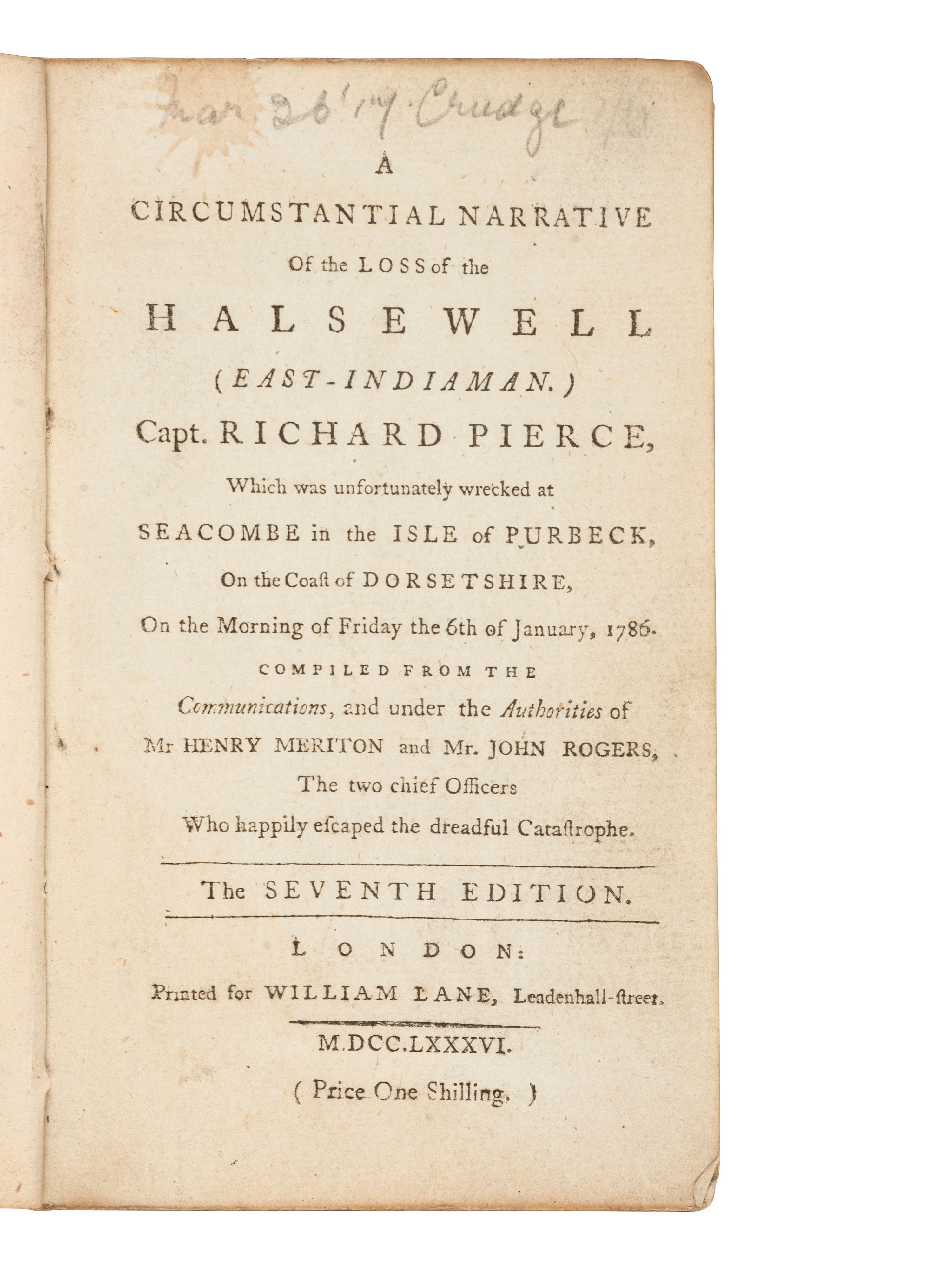 [SHIPWRECKS -- BRITISH]. A group of 3 works about British shipwrecks, comprising: