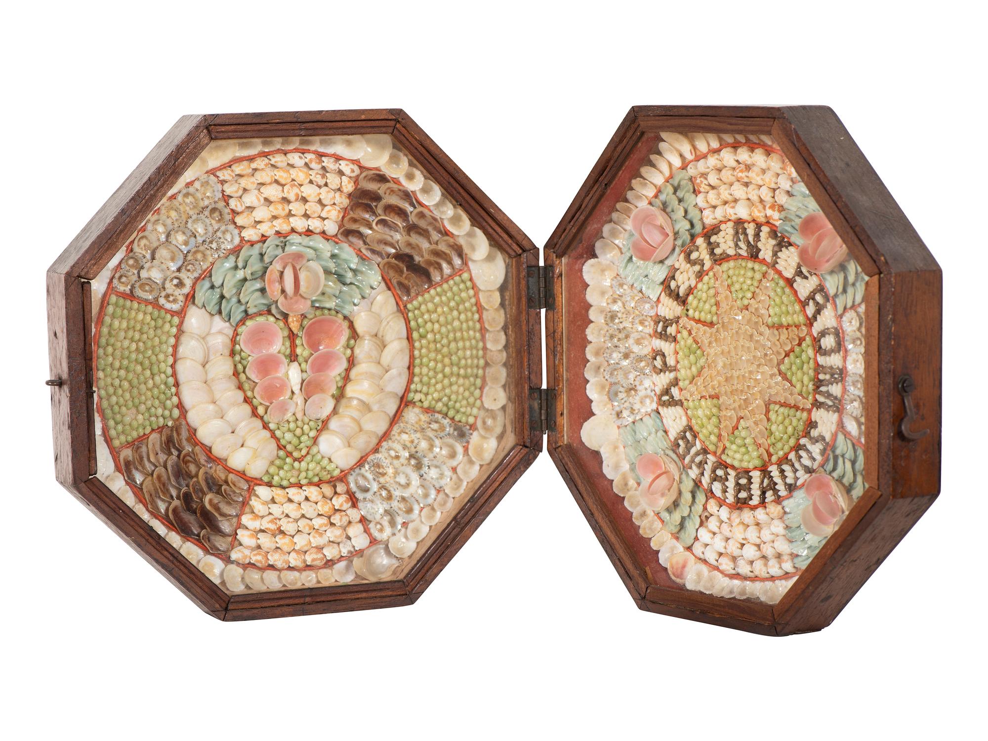 A Shellwork Heart and Sunburst Double Sailor's Valentine