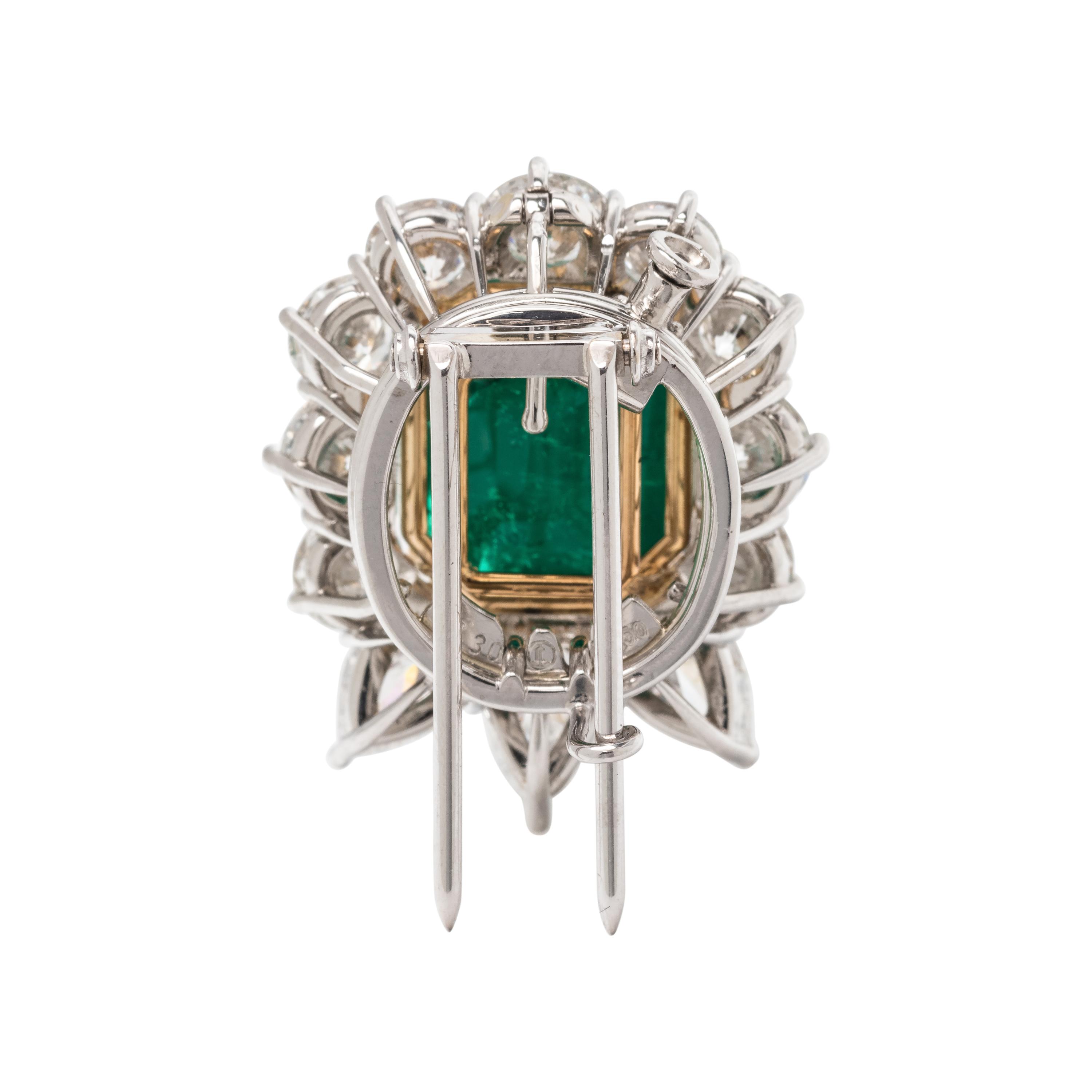HARRY WINSTON, JACQUES TIMEY, COLOMBIAN EMERALD AND DIAMOND PENDANT/BROOCH