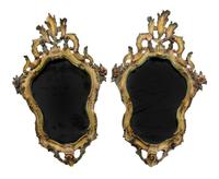 A Pair of Venetian Rococo Painted Mirrors Height 28 x width 19 inches. — 18TH CENTURY