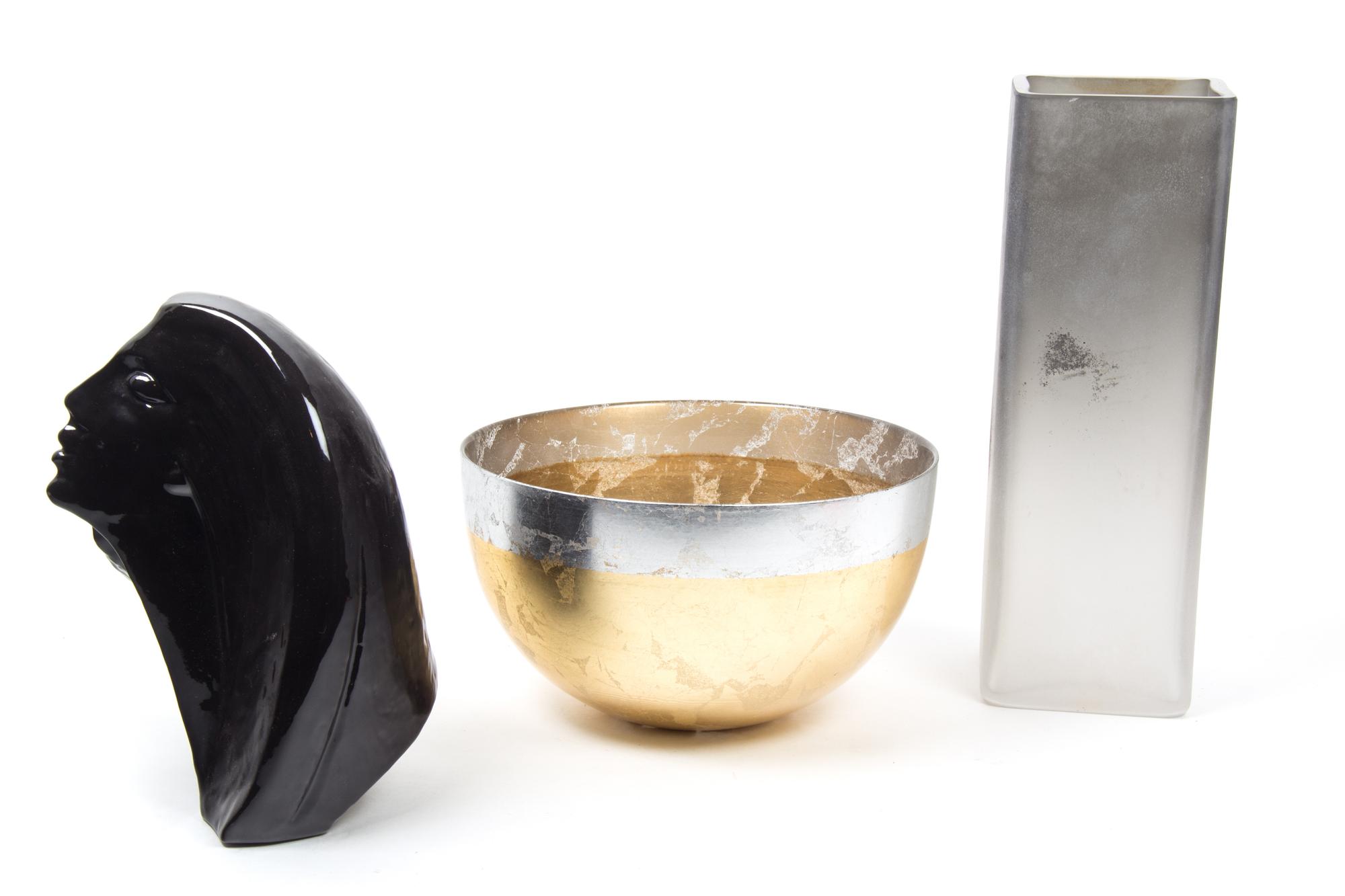 A Collection of Decorative Table Articles Height of first 5 1/2 x diameter 14 inches.