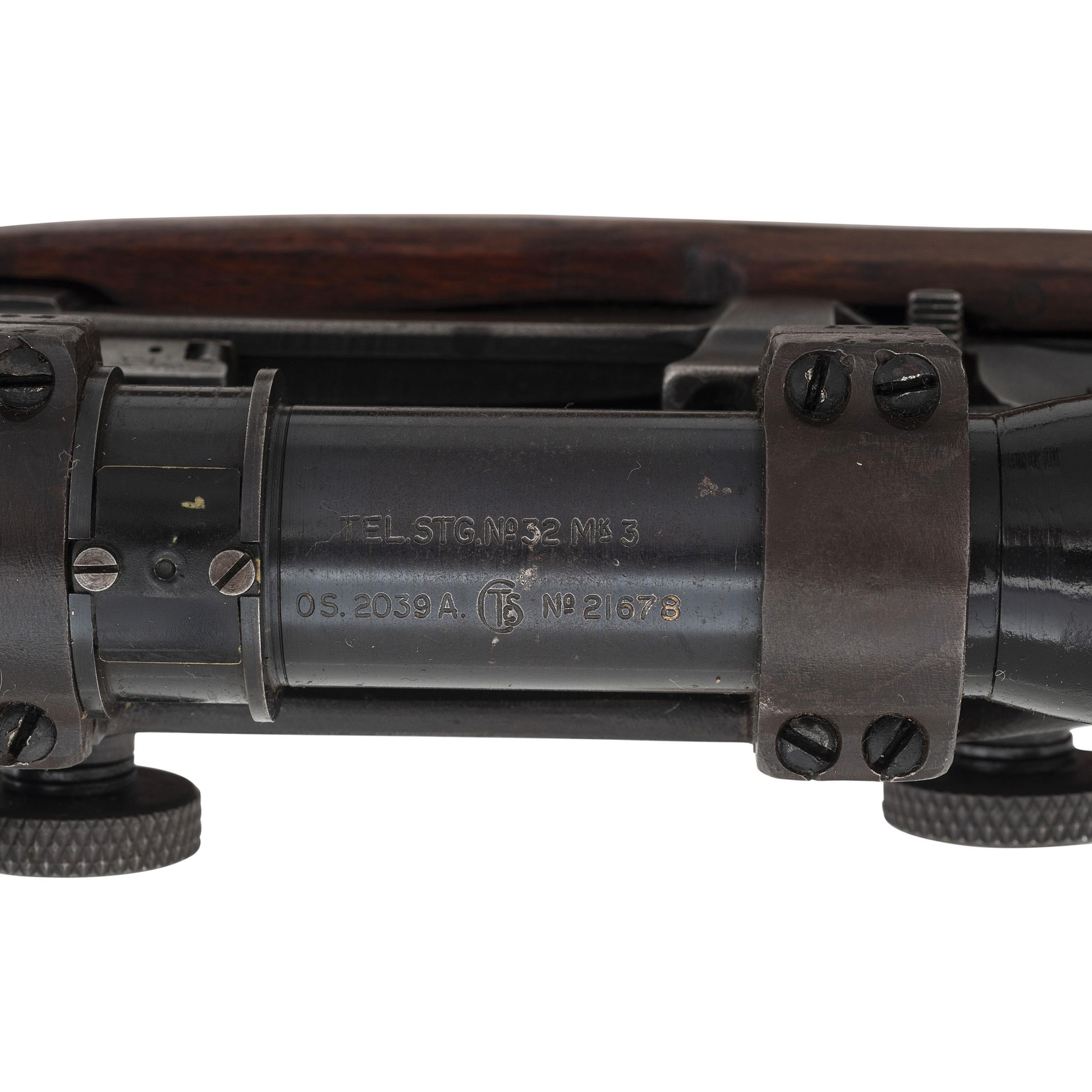 ** WWII-era Enfield R.O.F.M. No.4 Mk.1 Rifle in Sniper Configuration with Accessories and Scope