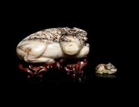 Two Chinese Carved Jade Figure of Recumbent Buffalos