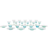A Set of Steuben Threaded Glass Stemware